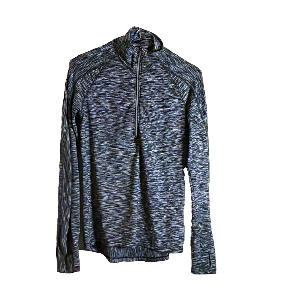 Athleta Women's XS Gray Black Heathered 1/4 Zip Mock Neck Stretch Athletic Top